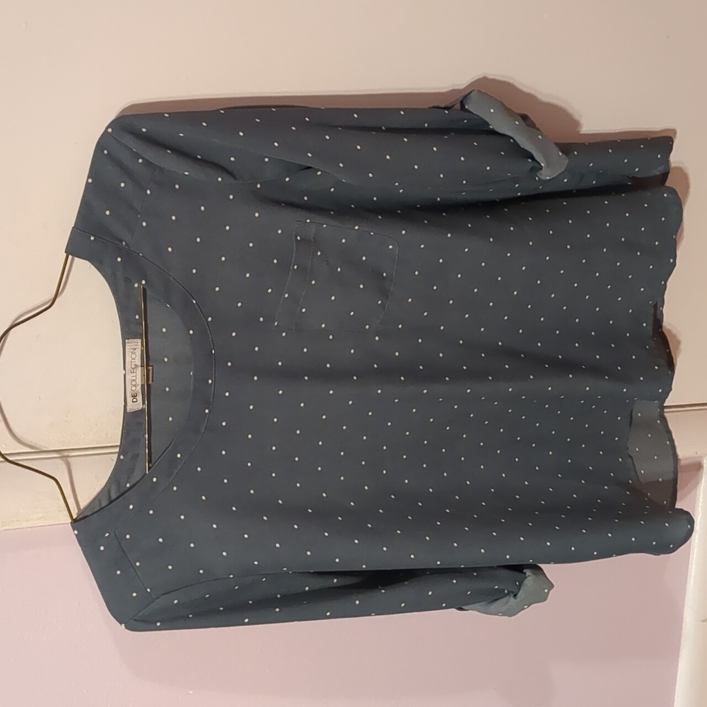 Collection B Teal Polka Dot Blouse